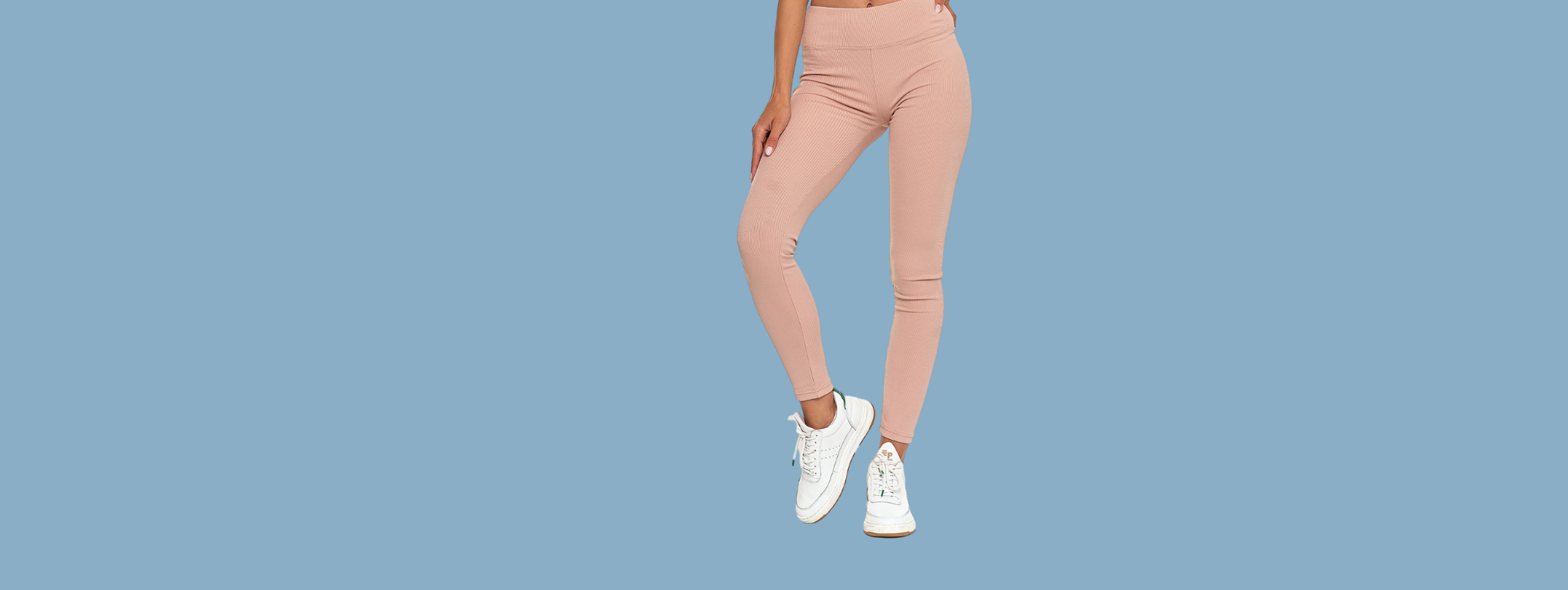 Ubrania - Legginsy - Legginsy prążkowane damskie